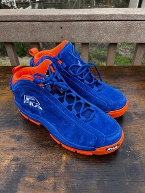 Fila 96 Grant Hill 2 New York Knicks 1BM01798-423 Blue Orange Suede Men’s Sz 12